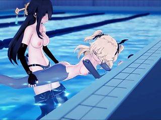 Animierter animierter Strapon fickt mit dem Umschnalldildo